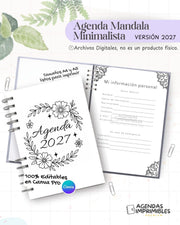 Agenda Mandala Minimalista 2027 - Archivo Imprimible