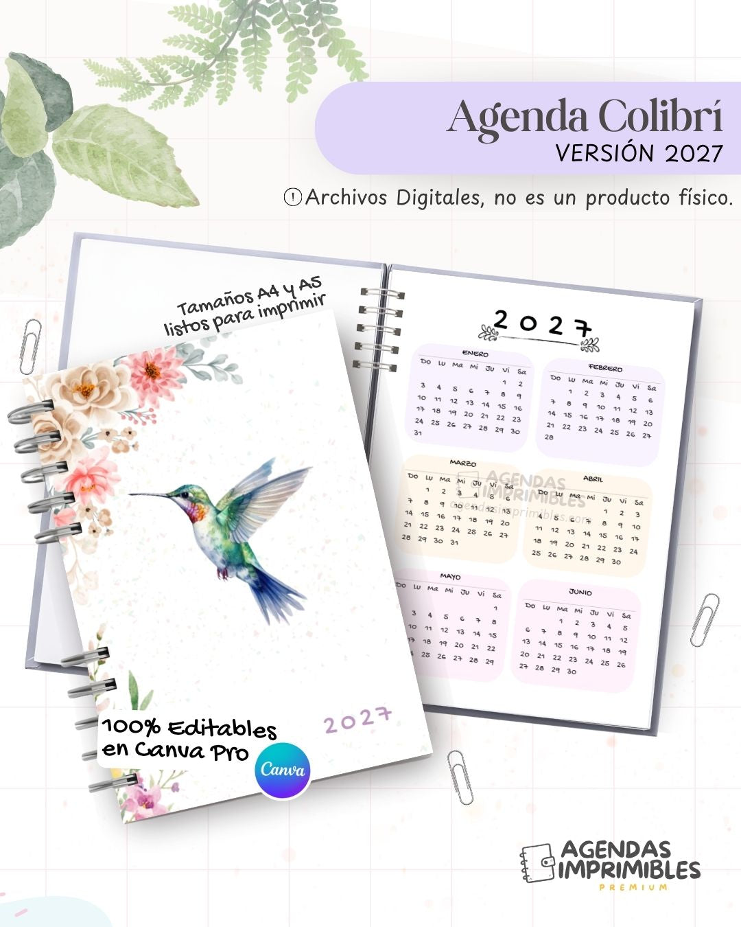 Agenda Colibrí 2027 - Archivo Imprimible - imagen 1