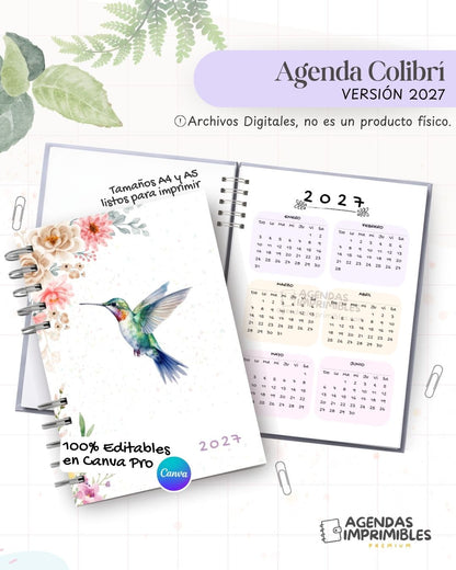 Agenda Colibrí 2027 - Archivo Imprimible - imagen 1