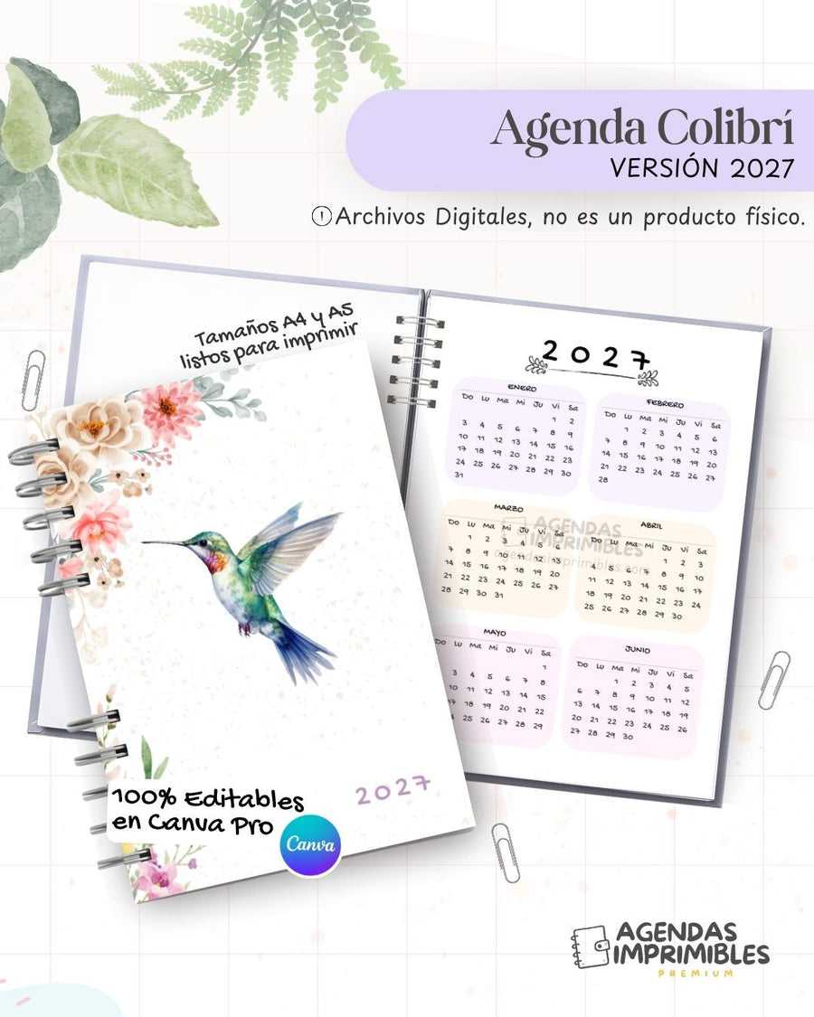 Agenda Colibrí 2027 - Archivo Imprimible