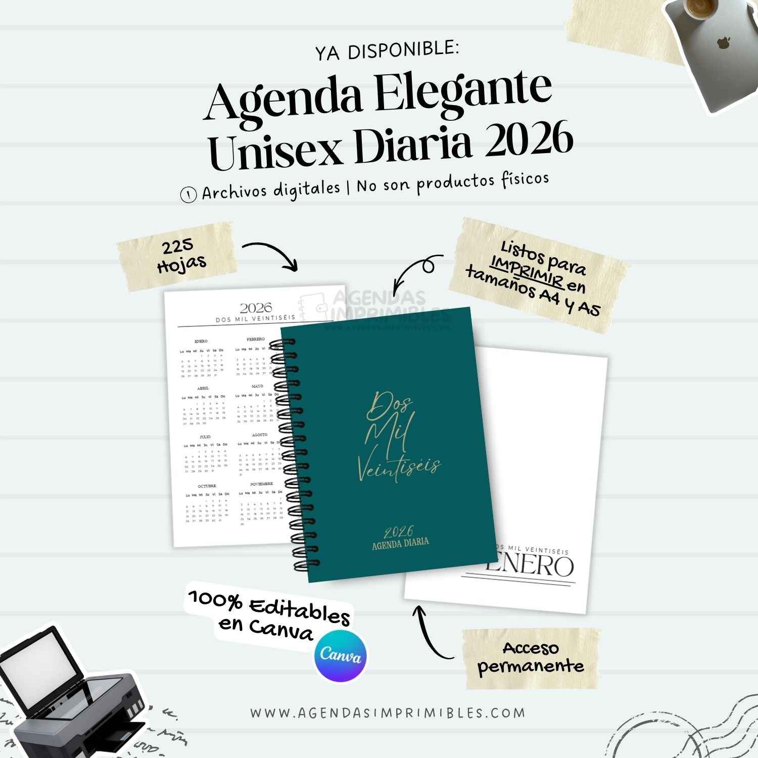 Agenda Elegante Unisex Diaria | 2026