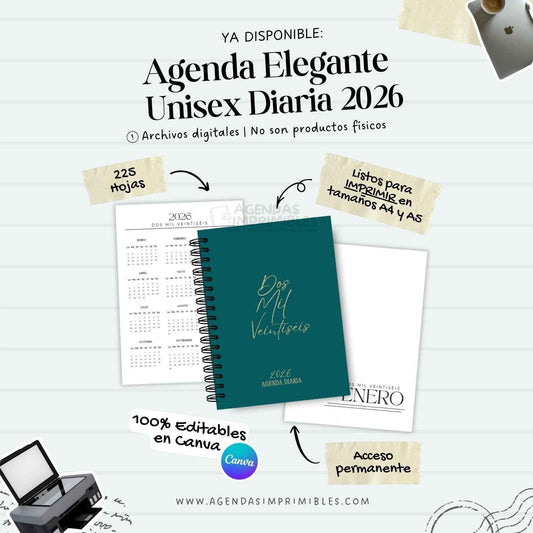 Agenda Elegante Unisex Diaria | 2026