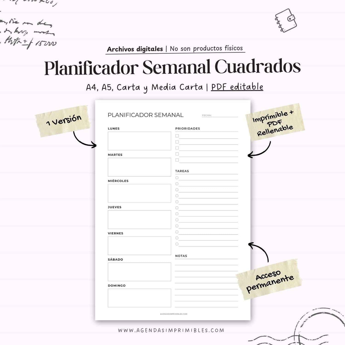 Planificador Semanal Cuadros