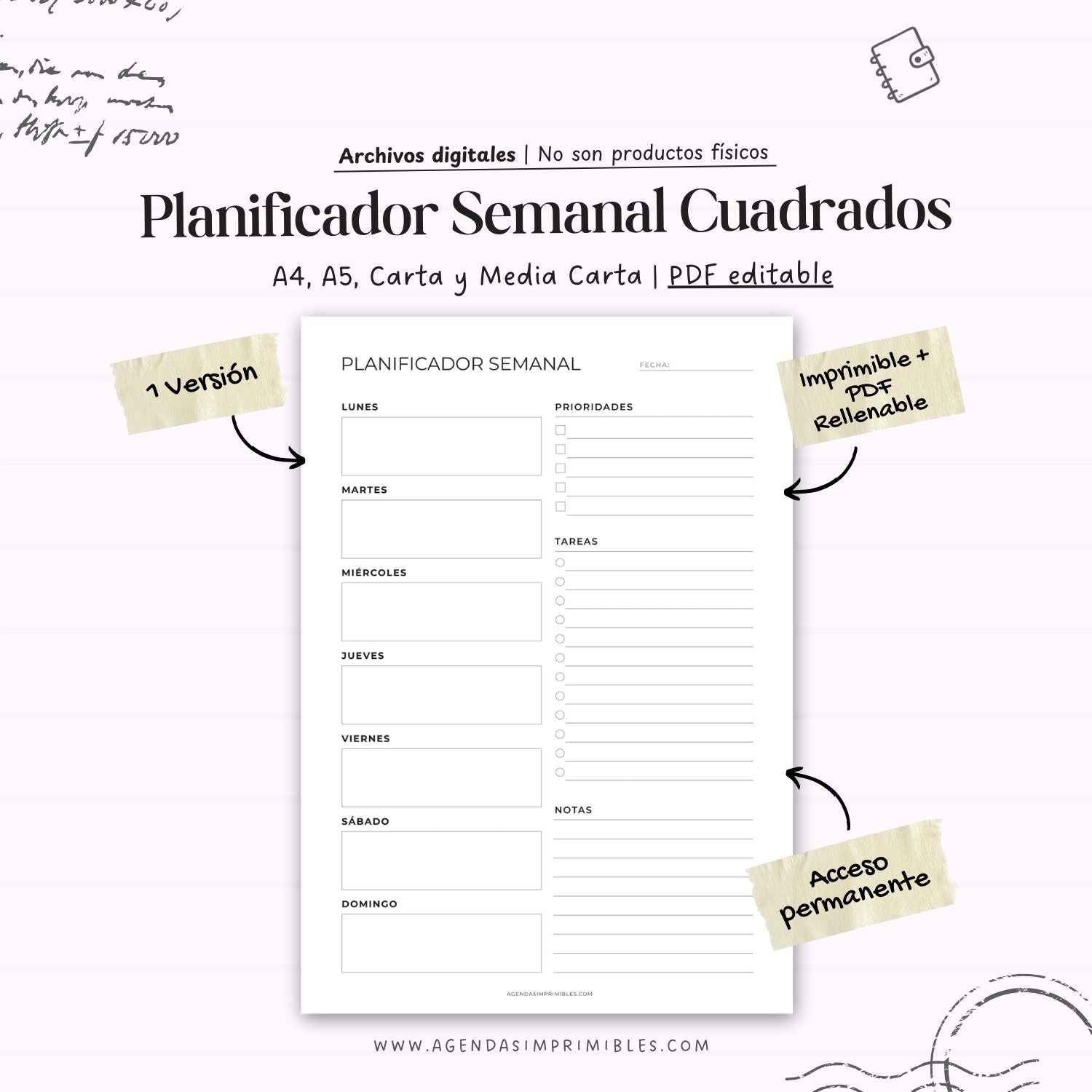 Planificador Semanal Cuadros