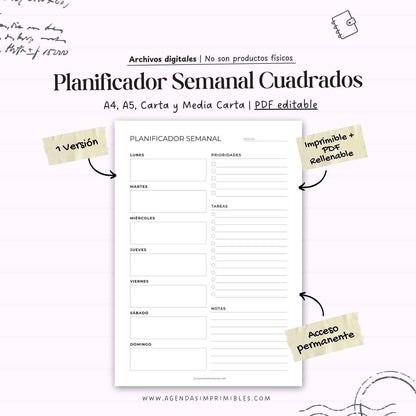 Planificador Semanal Cuadros