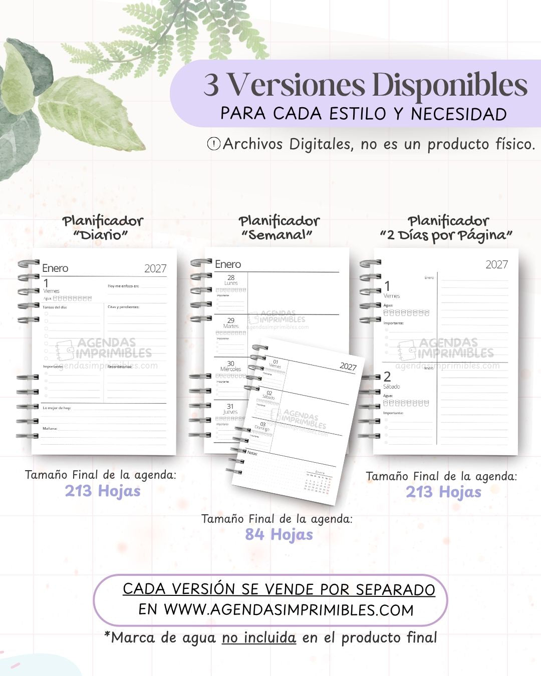 Agenda Minimalista Continua 2027 - Archivo Imprimible - imagen 2