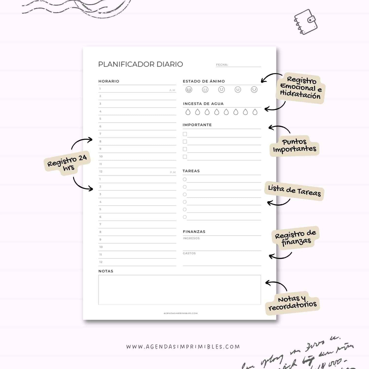 Planificador Diario con Horas