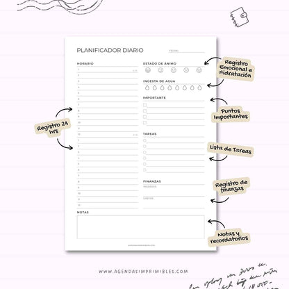 Planificador Diario con Horas