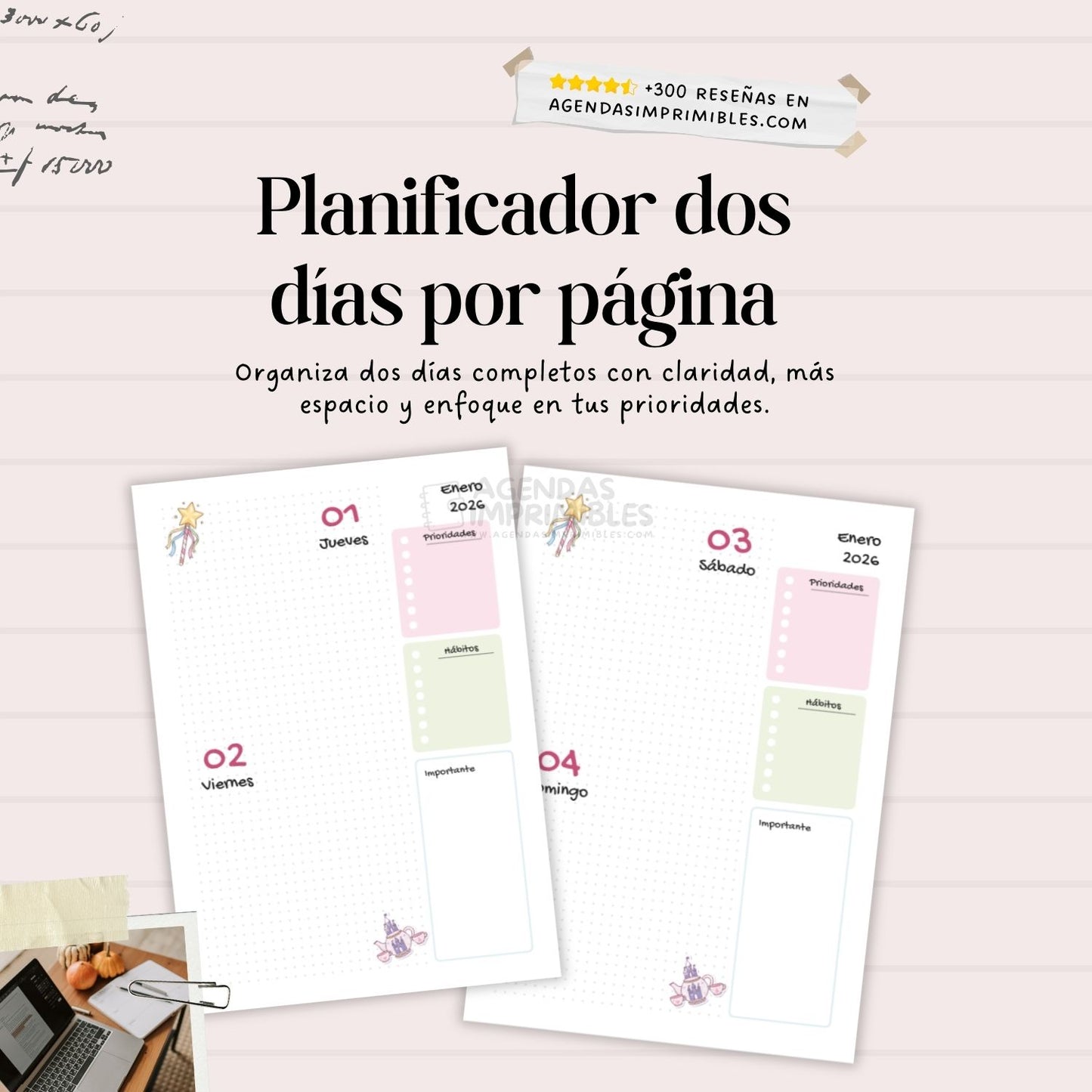 Agenda Princesas 2 días x hoja | 2026