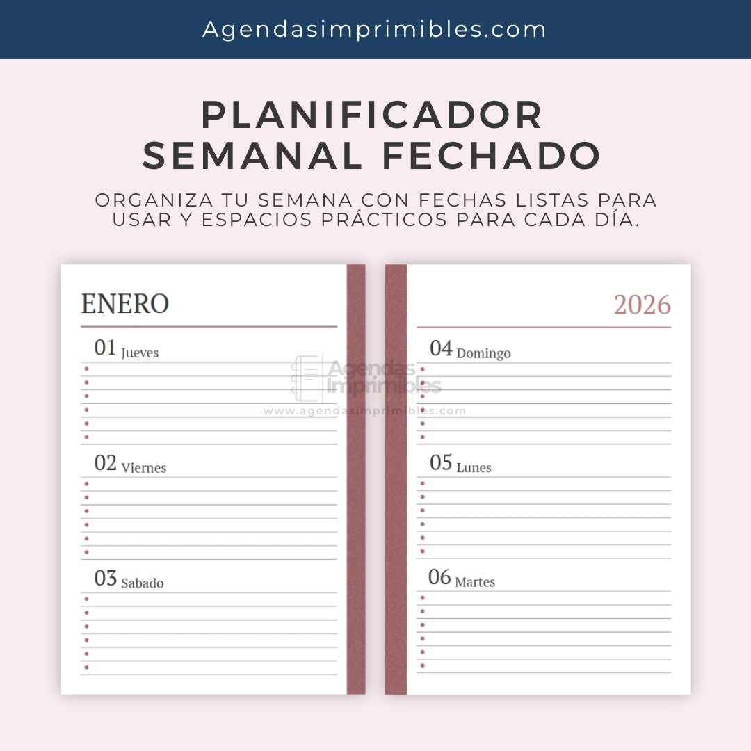 Agenda Estudiantil Semanal | 2026