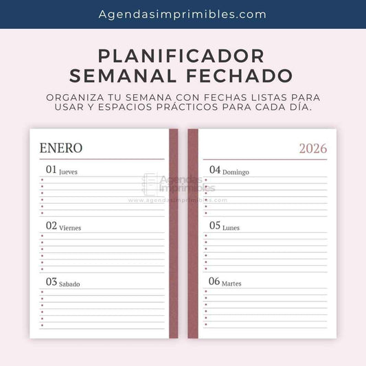 Agenda Estudiantil Semanal | 2026