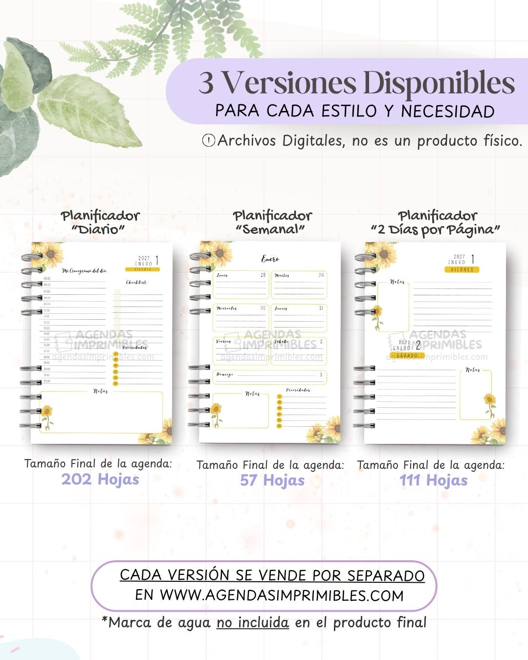 Agenda Girasoles 2027 - Archivo Imprimible - imagen 2