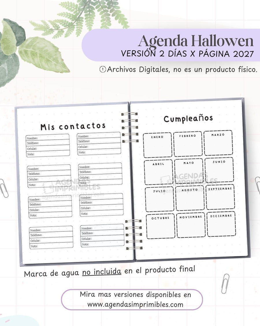 Agenda Halloween 2027 - 2 Días
