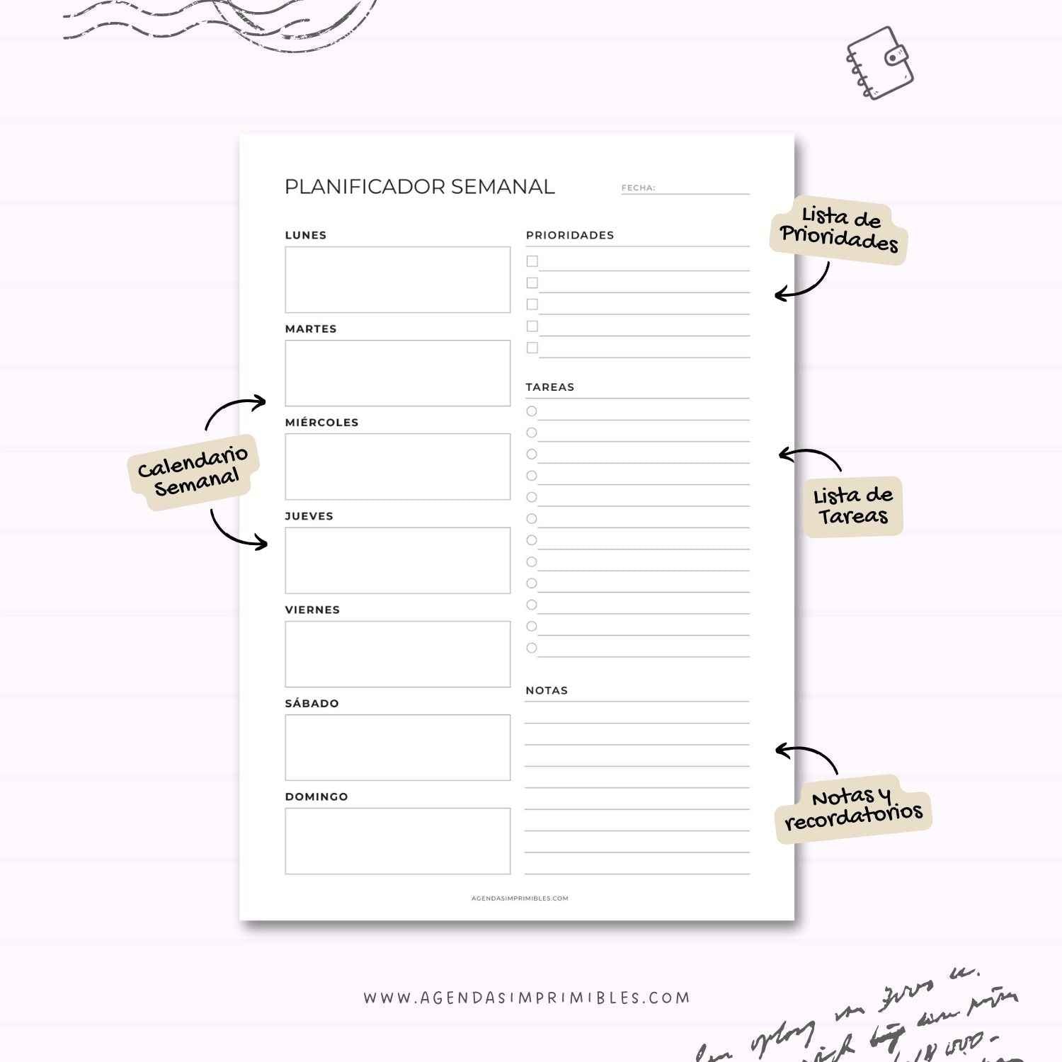 Planificador Semanal Cuadros