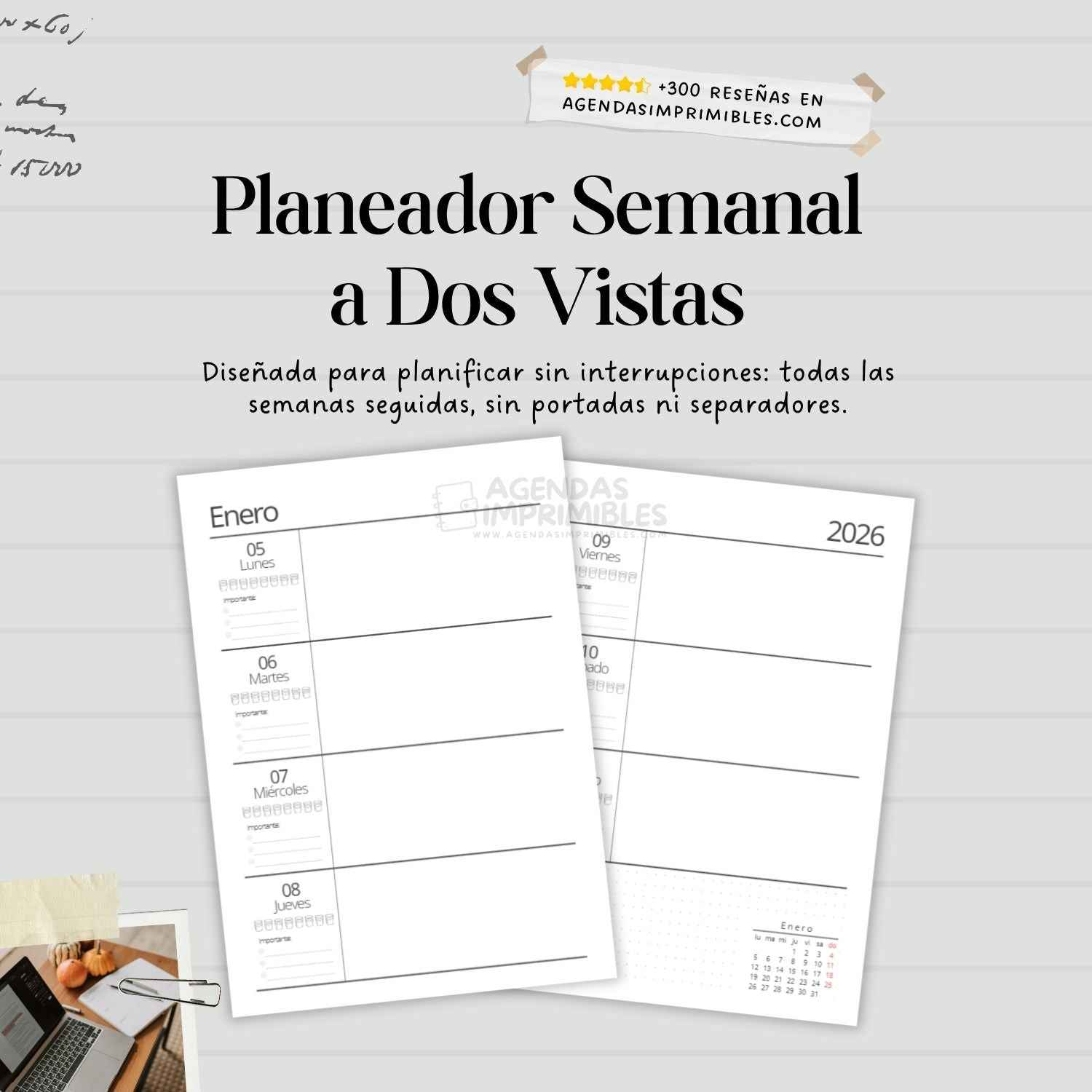 Agenda Continua Minimalista Semanal | 2026