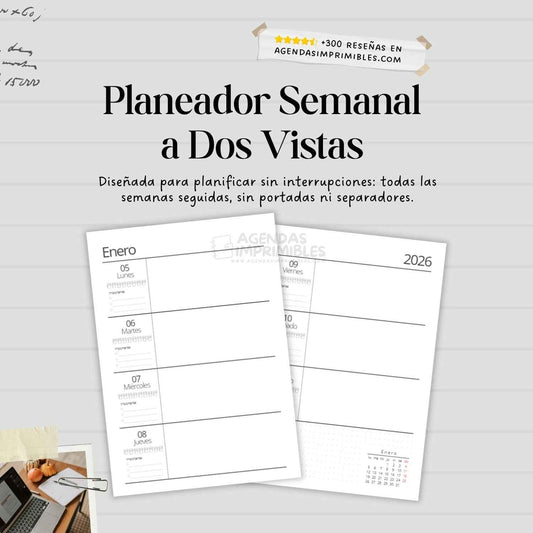 Agenda Continua Minimalista Semanal | 2026