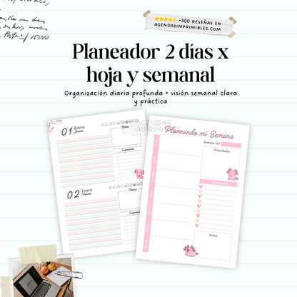 Agenda Ajolote Dos Días x Pagina | 2026