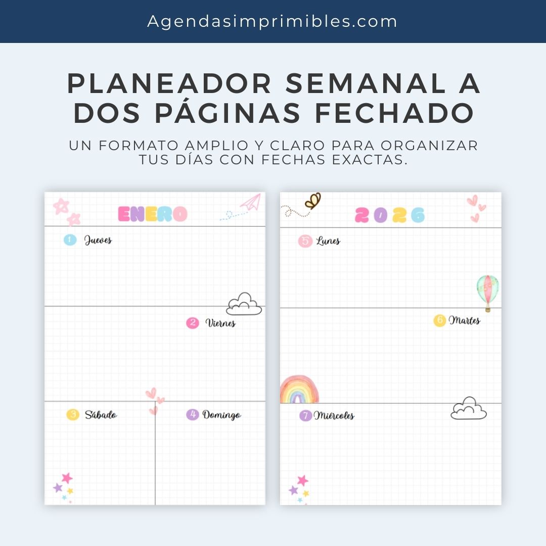 Agenda Colorida Semanal | 2026