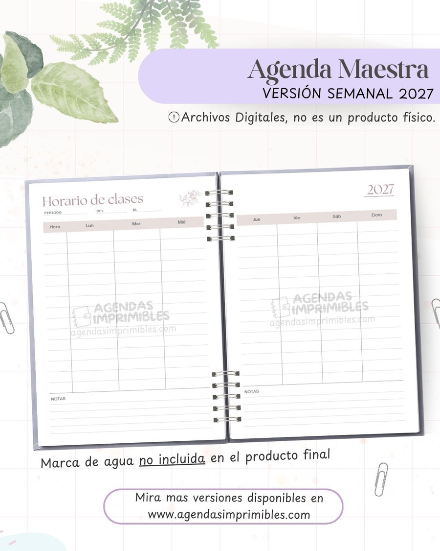 Agenda Maestra 2027 - Semanal