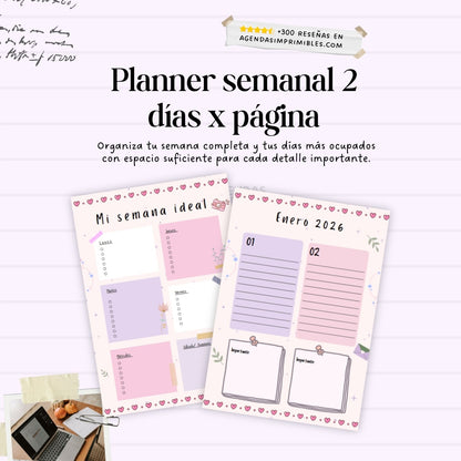 Agenda Rosa Dos Días x Pagina | 2026