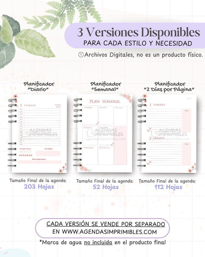 Agenda Floreada Esencial 2027 - Archivo Imprimible - imagen 2