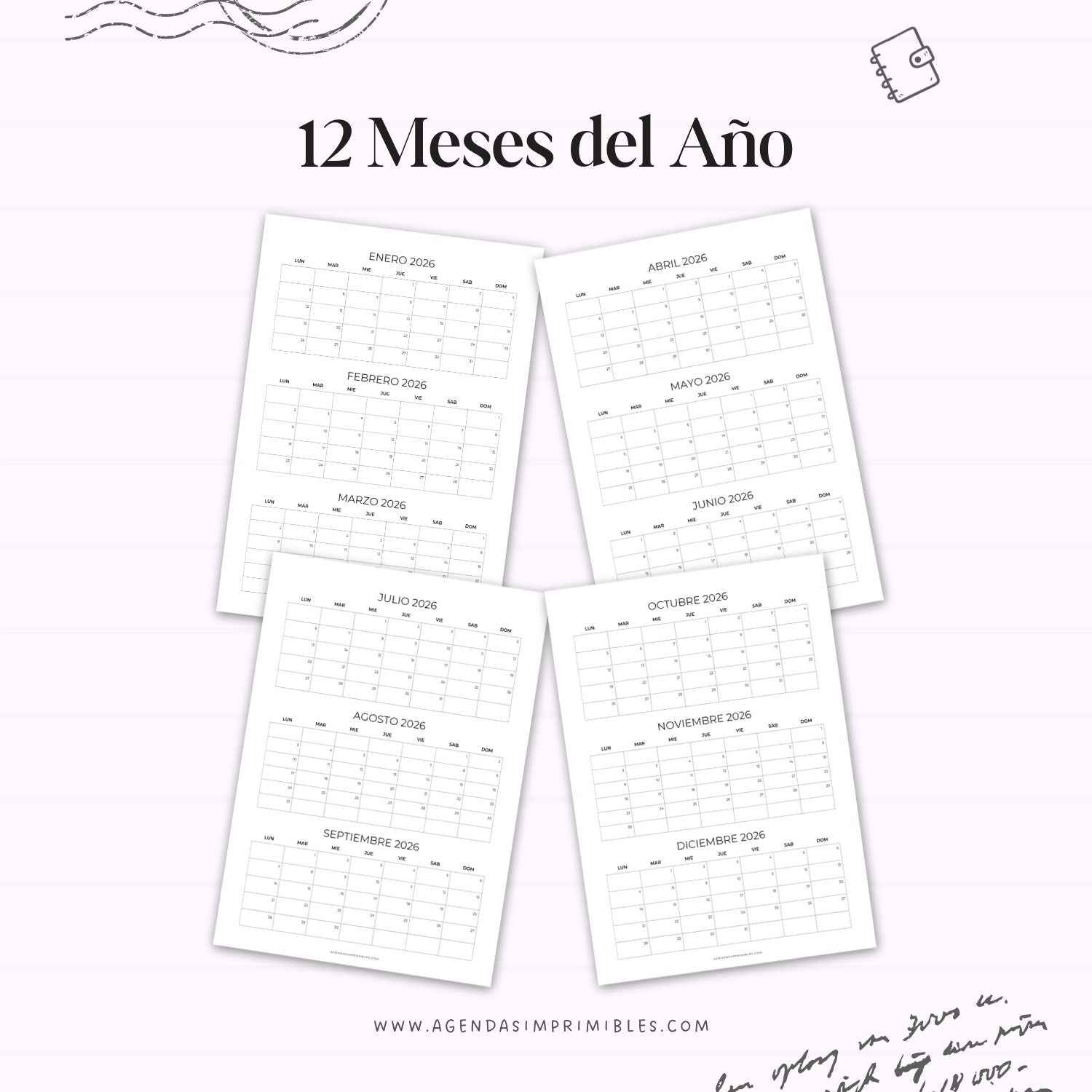 Calendario 2026 Mensual Triple