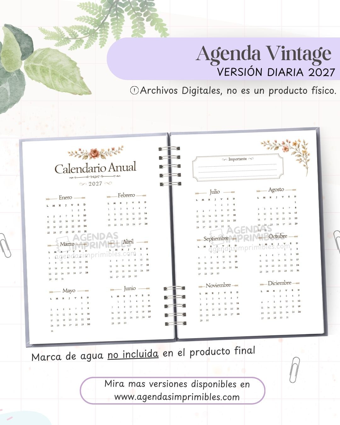 Agenda Vintage 2027 - Diario - imagen 2