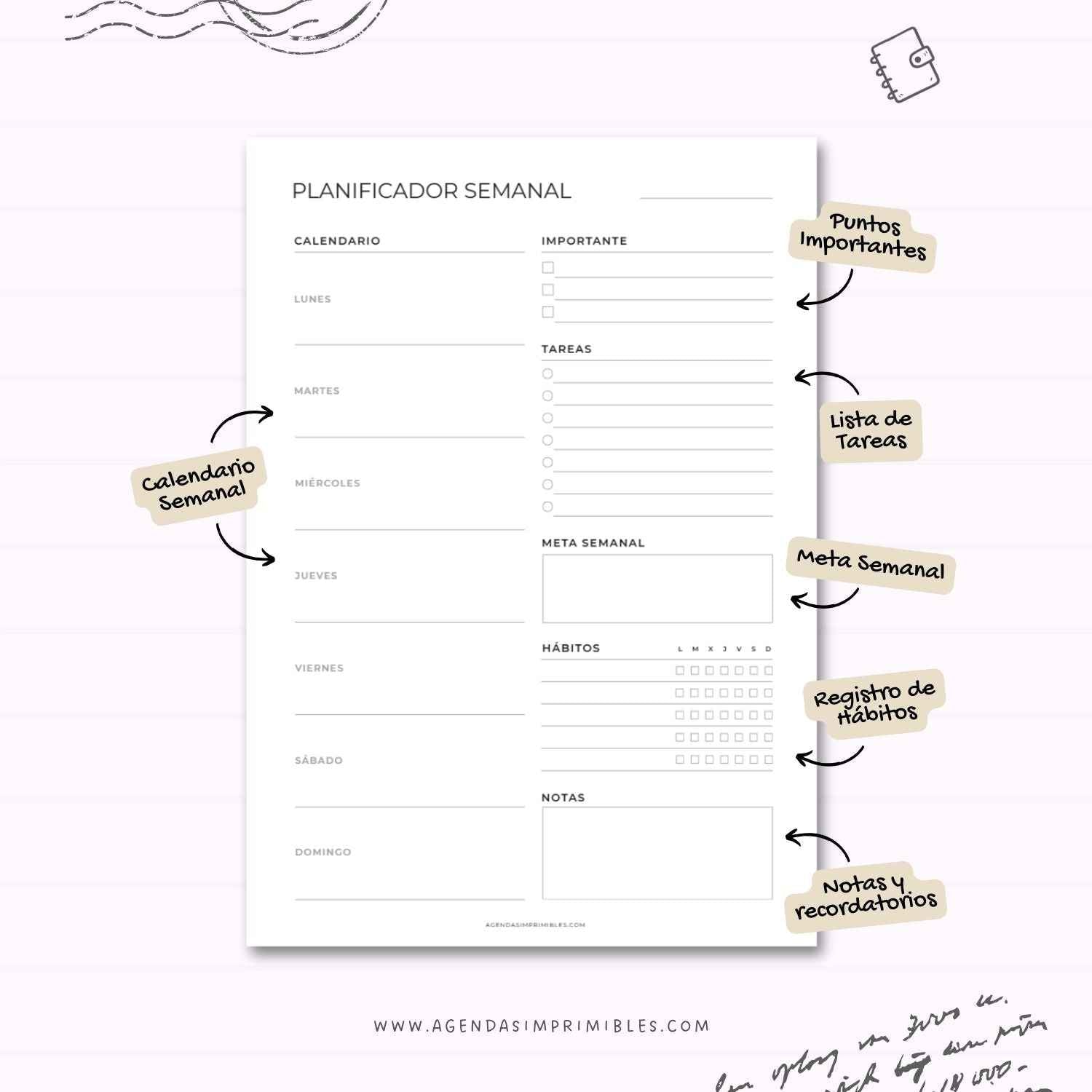 Planificador Semanal Imprimible