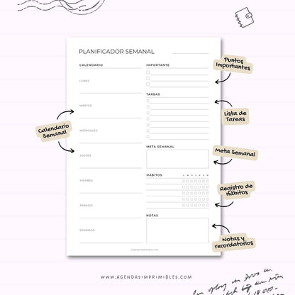 Planificador Semanal Imprimible