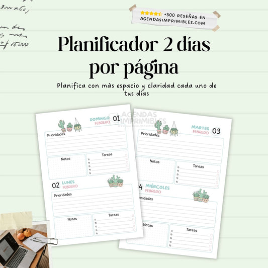 Agenda Cactus 2 días x hoja | 2026