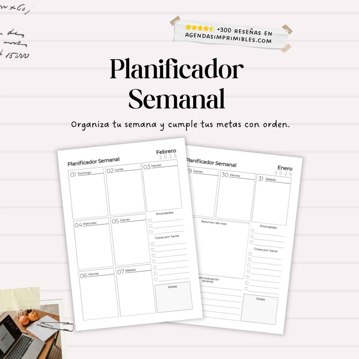 Agenda Docente Minimalista Semanal | 2026