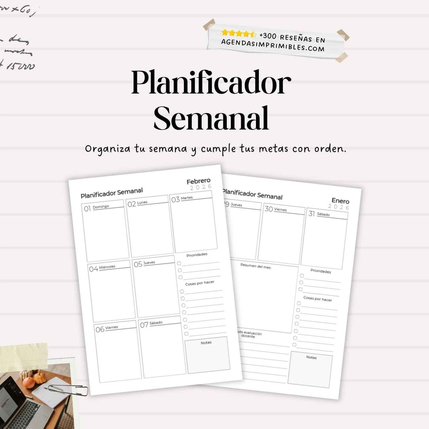Agenda Docente Minimalista Semanal | 2026