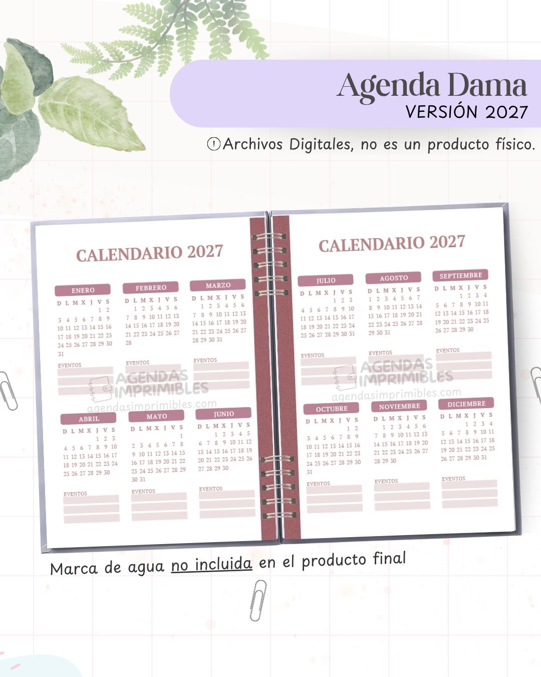Agenda Dama 2027 - Archivo Imprimible - imagen 3