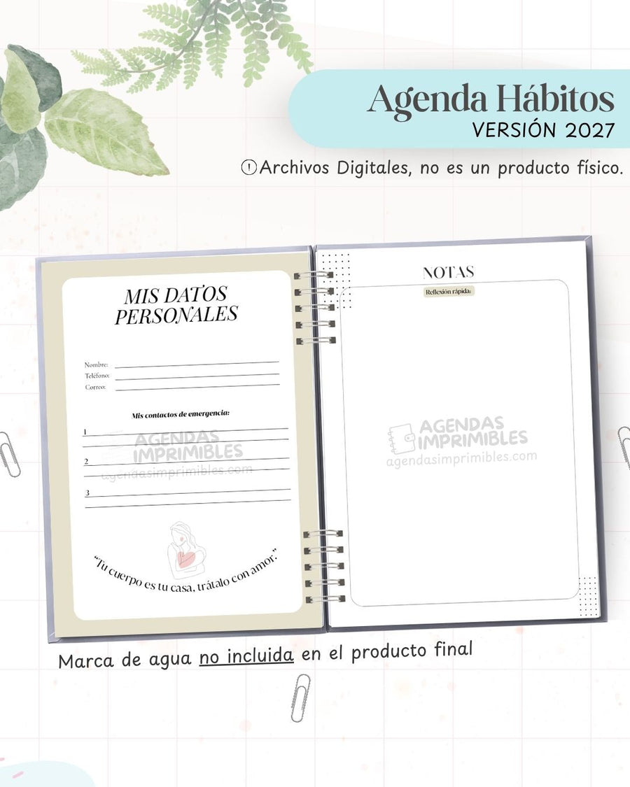 Agenda Hábitos Saludables 2027 - Archivo Imprimible