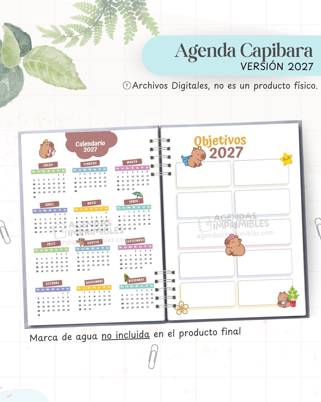 Agenda Capibara 2027 - Archivo Imprimible - imagen 3