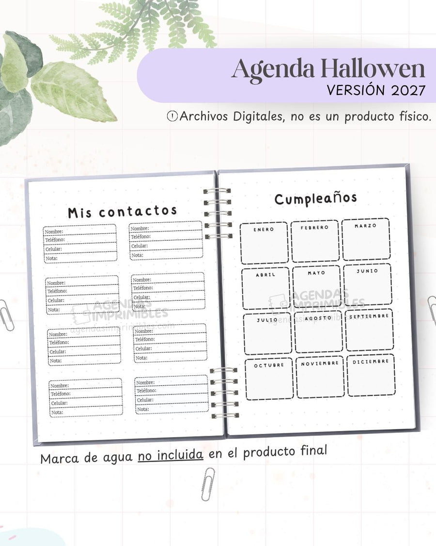 Agenda Halloween 2027 - Archivo Imprimible