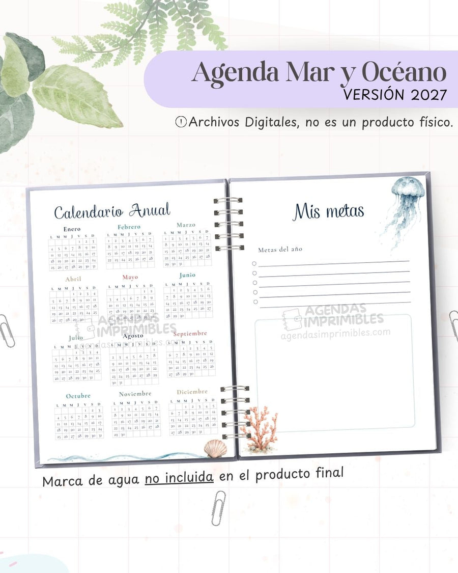 Agenda Mar y Océano 2027 - Archivo Imprimible
