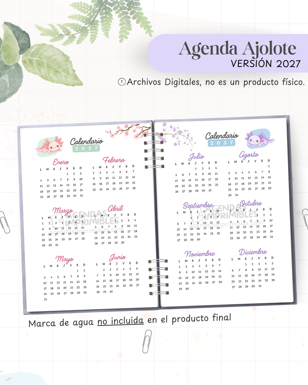 Agenda Ajolote 2027 - Archivo Imprimible - imagen 3