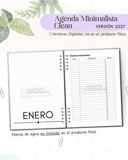 Agenda Minimalista Clean 2027 - Archivo Imprimible - imagen 3