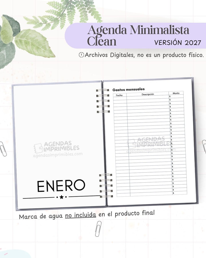 Agenda Minimalista Clean 2027 - Archivo Imprimible - imagen 3