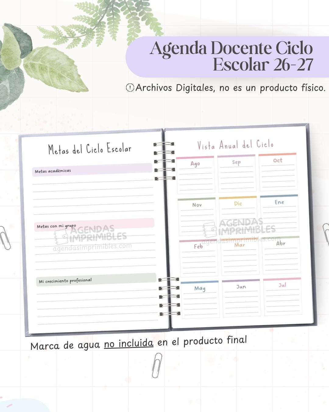 Agenda Docente Ciclo 2027 - Archivo Imprimible - imagen 3