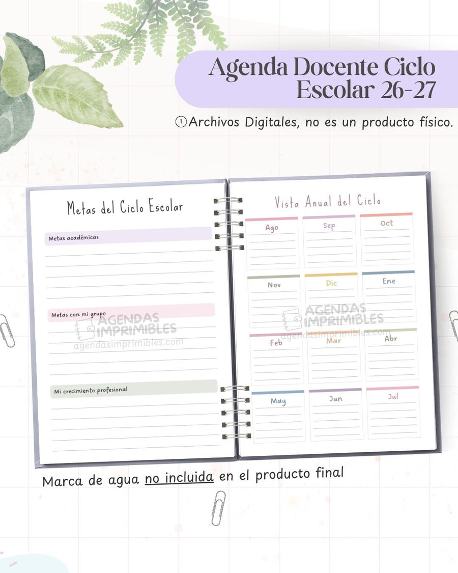 Agenda Docente Ciclo 2027 - Archivo Imprimible