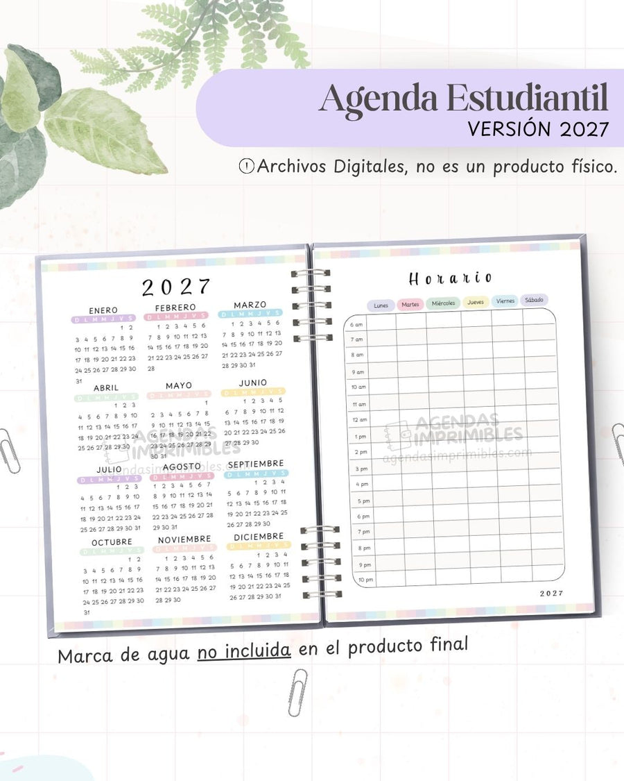 Agenda Estudiantil 2027 - Archivo Imprimible