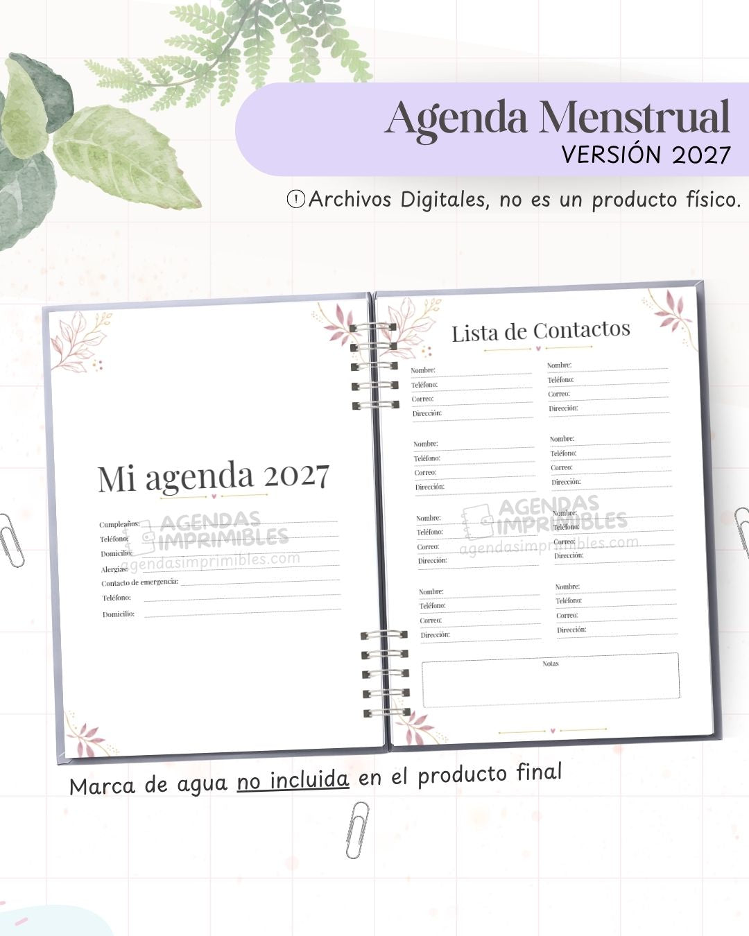 Agenda Menstrual 2027 - Archivo Imprimible - imagen 3