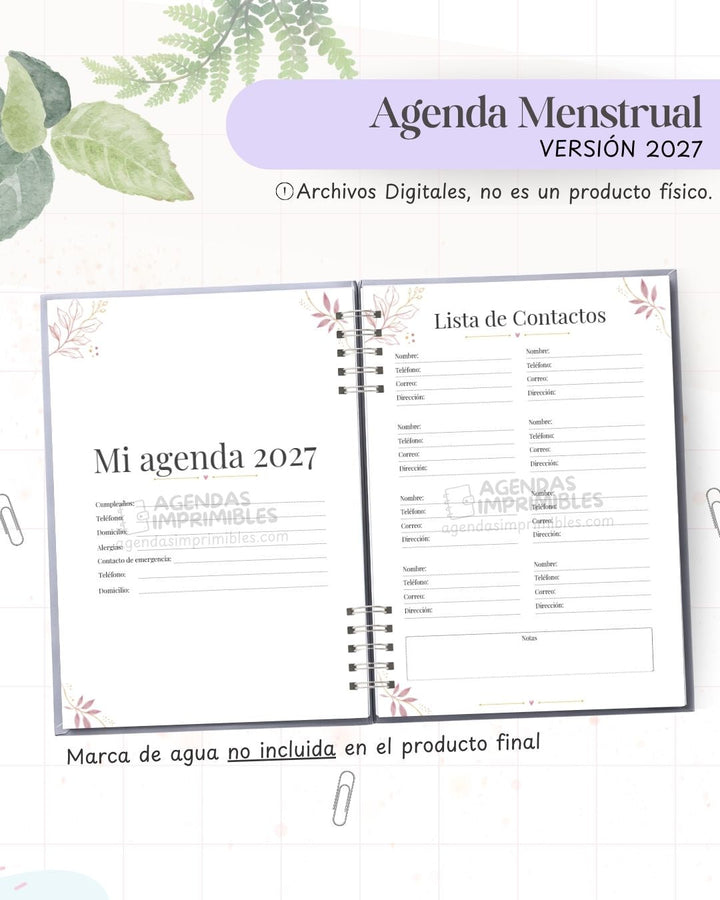 Agenda Menstrual 2027 - Archivo Imprimible - imagen 3