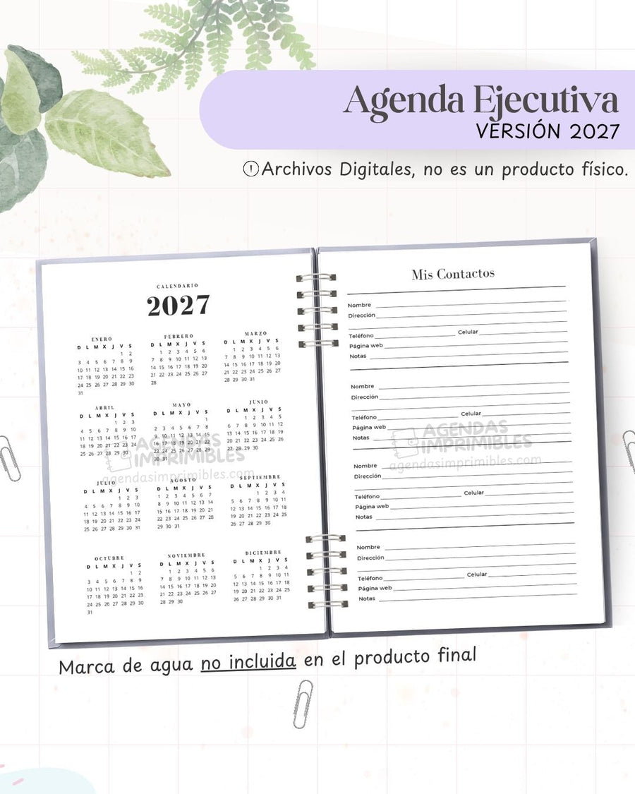 Agenda Ejecutiva 2027 - Archivo Imprimible