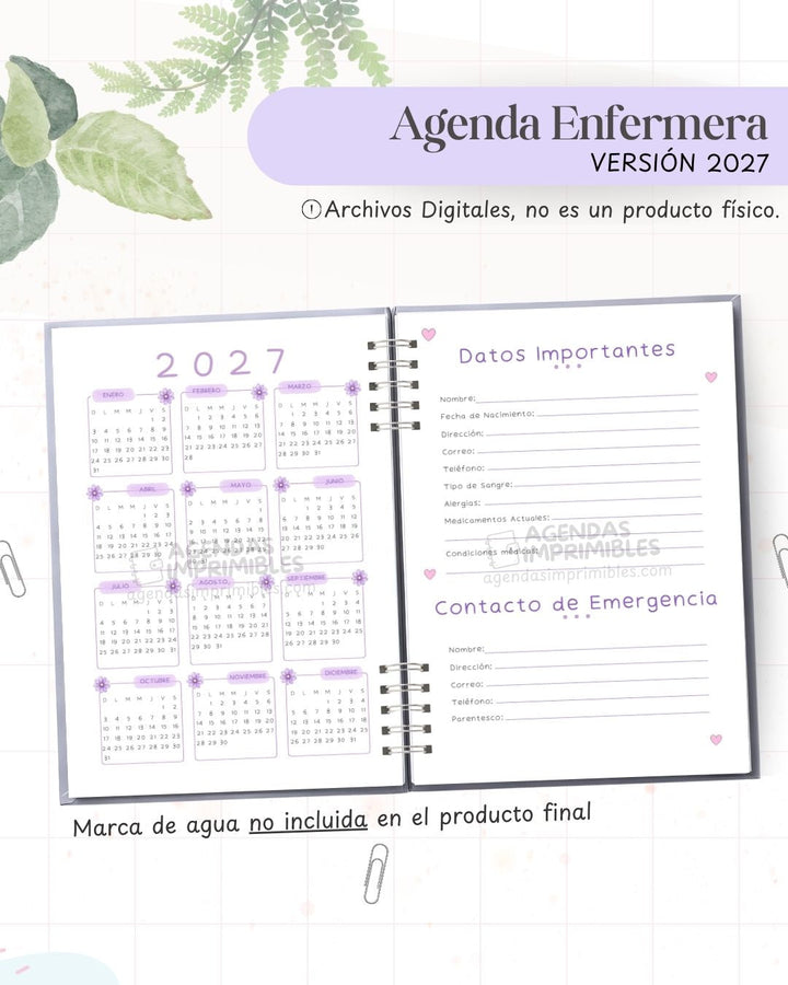 Agenda Enfermera 2027 - Archivo Imprimible - imagen 3