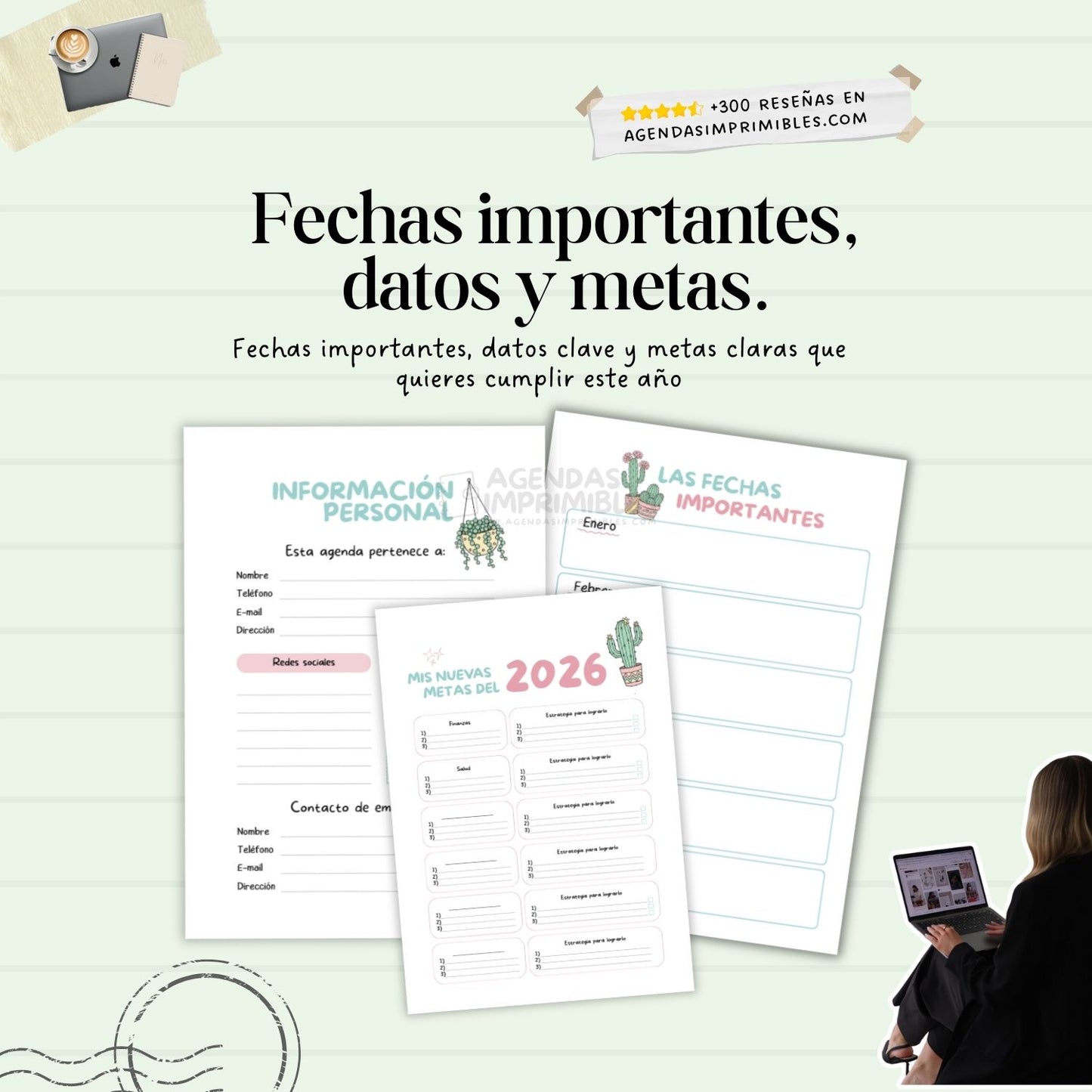 Agenda Cactus 2 Días x Página  | 2026