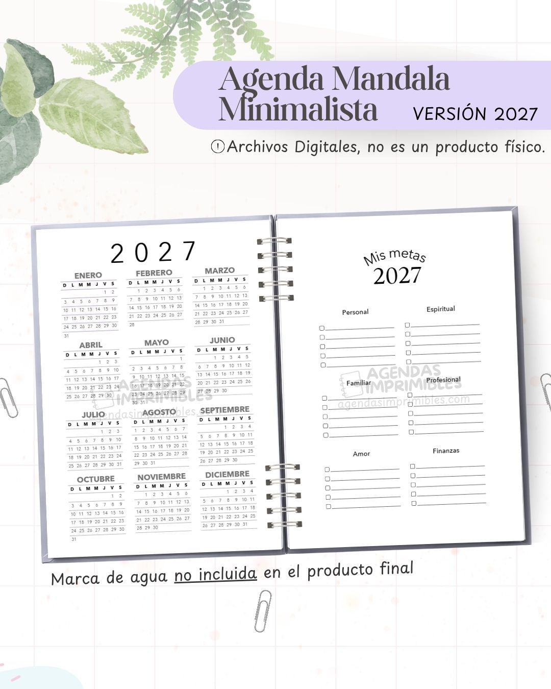 Agenda Mandala Minimalista 2027 - Archivo Imprimible - imagen 3