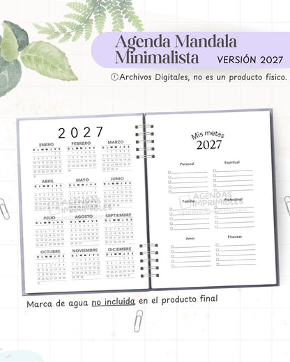Agenda Mandala Minimalista 2027 - Archivo Imprimible - imagen 3